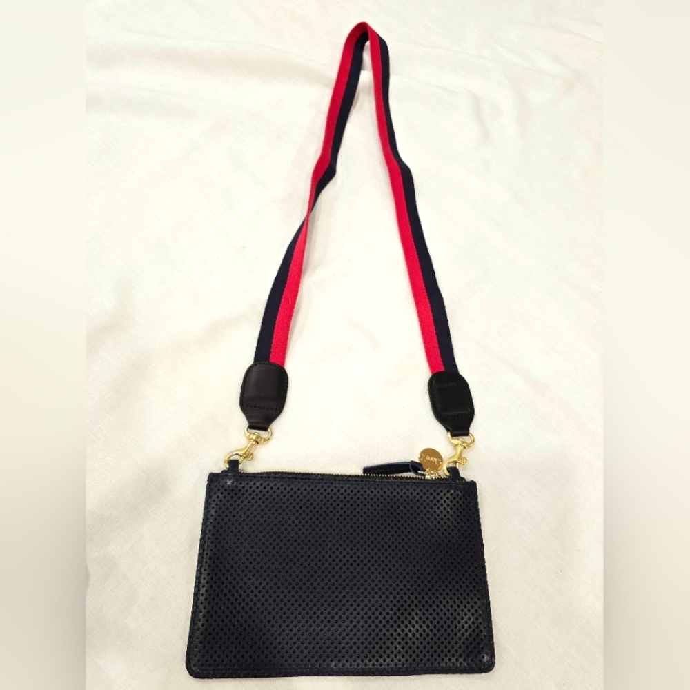 CLARE V Wallet Clutch - Black PERFORATED + Bonus Strap